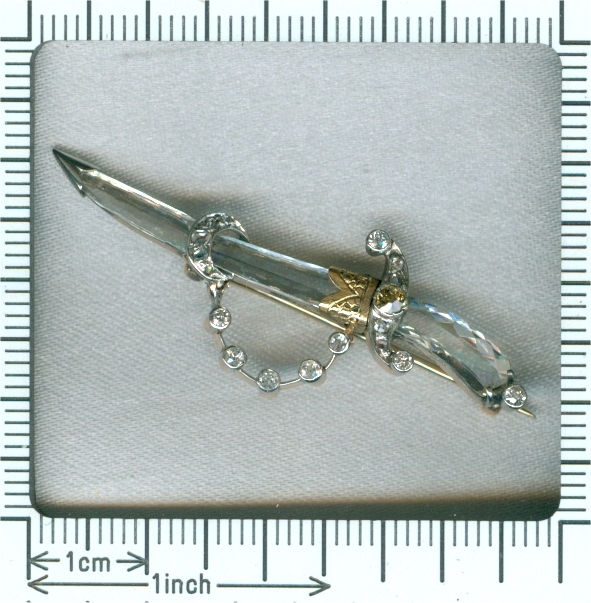 Antique sword brooch from solid pieces of diamond cut into hilt and blade shape (image 7 of 7)